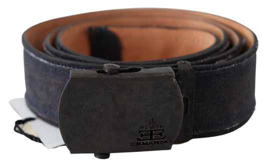 Ermanno Scervino Blue Leather Ratchet Buckle Belt Ermanno Scervino