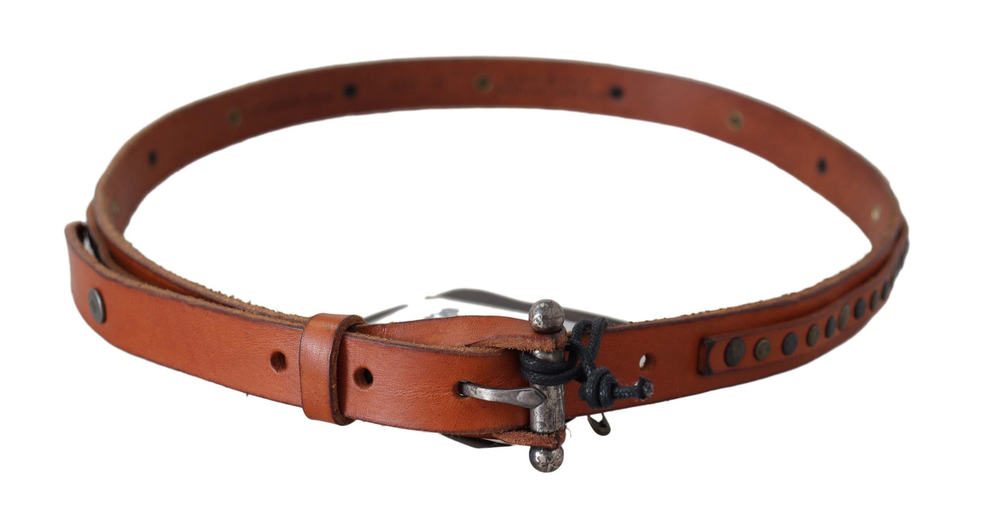 Scervino Street Brown Genuine Leather Rustic Silver Buckle Belt Scervino Street