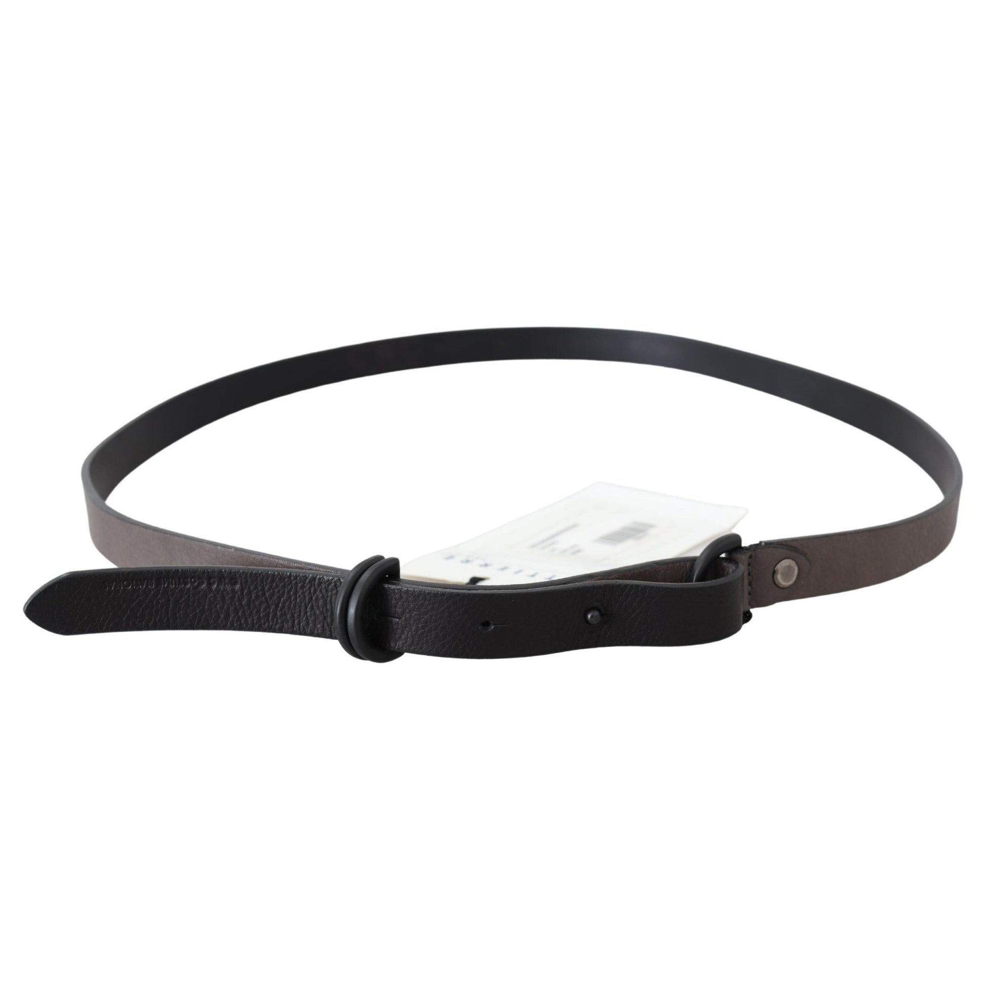 Costume National Brown Leather Skinny Round Buckle Belt Costume National
