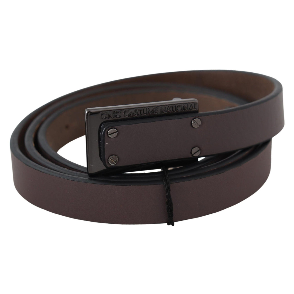 Costume National Brown Leather Tactical Logo Buckle Dark