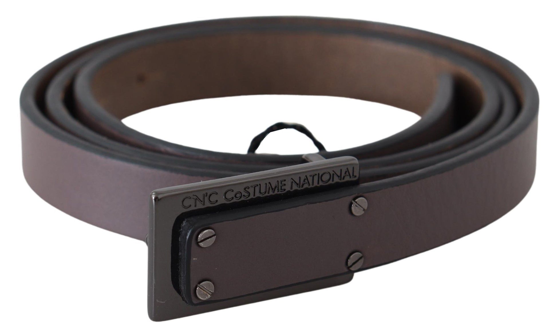 Costume National Brown Leather Tactical Logo Buckle Dark Costume National