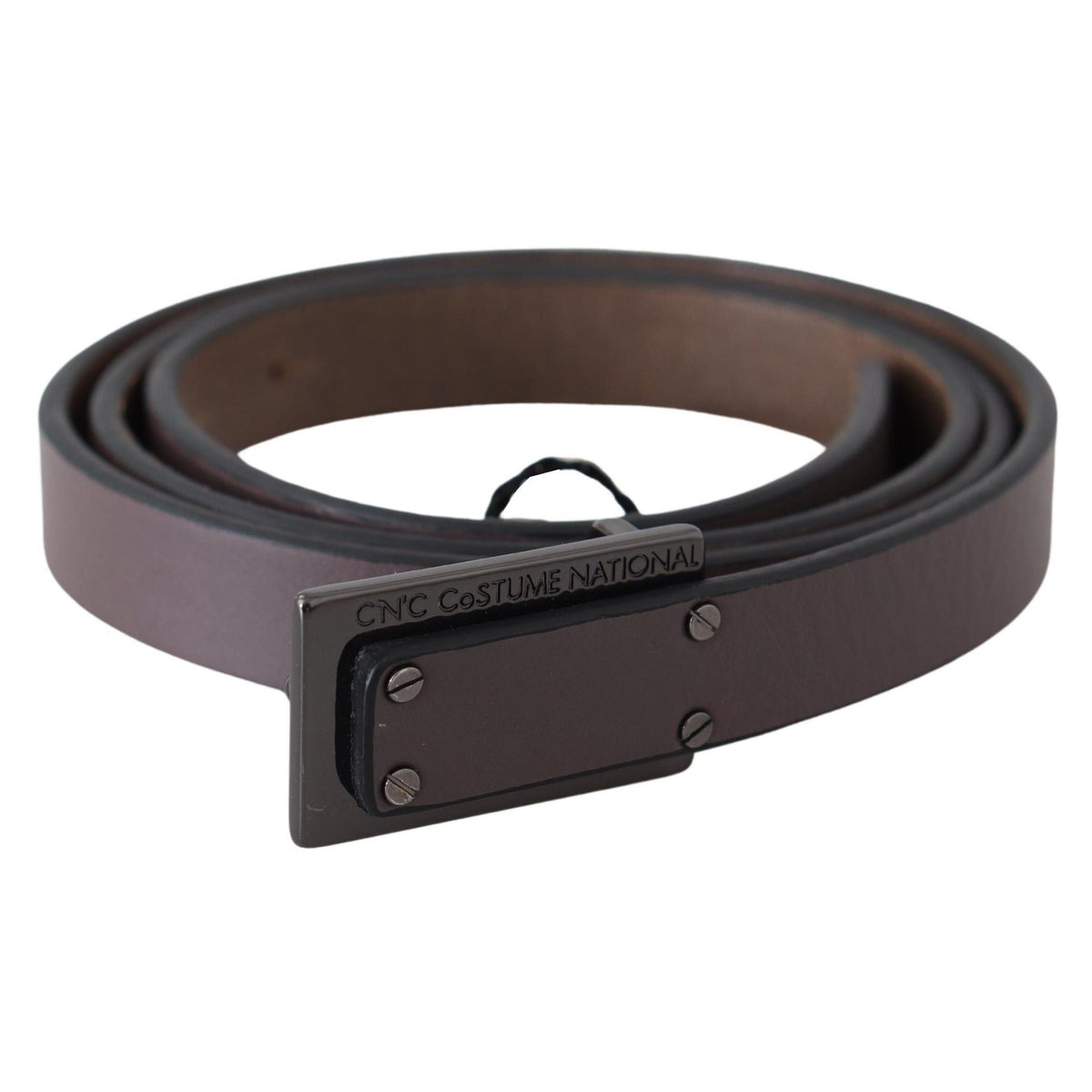 Costume National Brown Leather Tactical Logo Buckle Dark