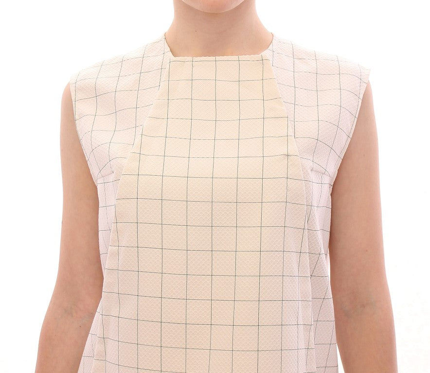 Andrea Incontri White Cotton Checkered Shirt Top Andrea Incontri