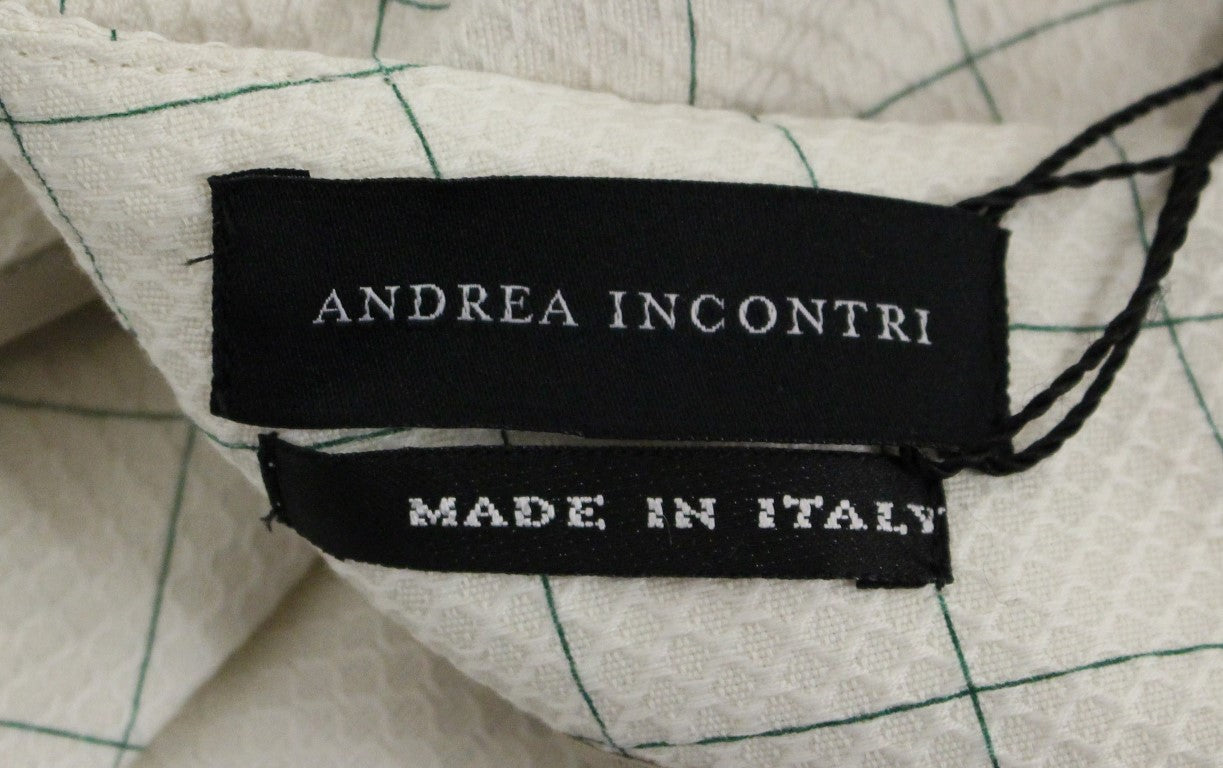 Andrea Incontri White Cotton Checkered Pencil Skirt Andrea Incontri