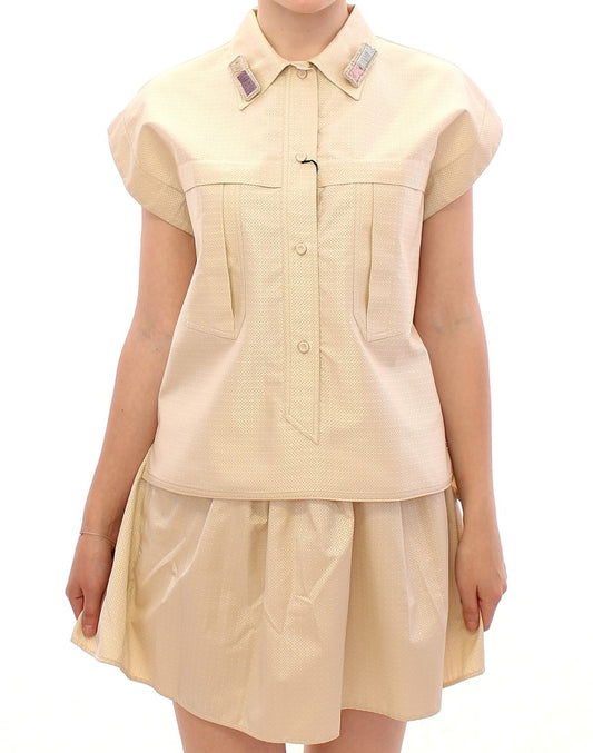 Andrea Incontri Beige Sleeveless Blouse Top Andrea Incontri