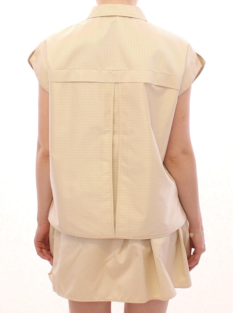 Andrea Incontri Beige Sleeveless Blouse Top Andrea Incontri
