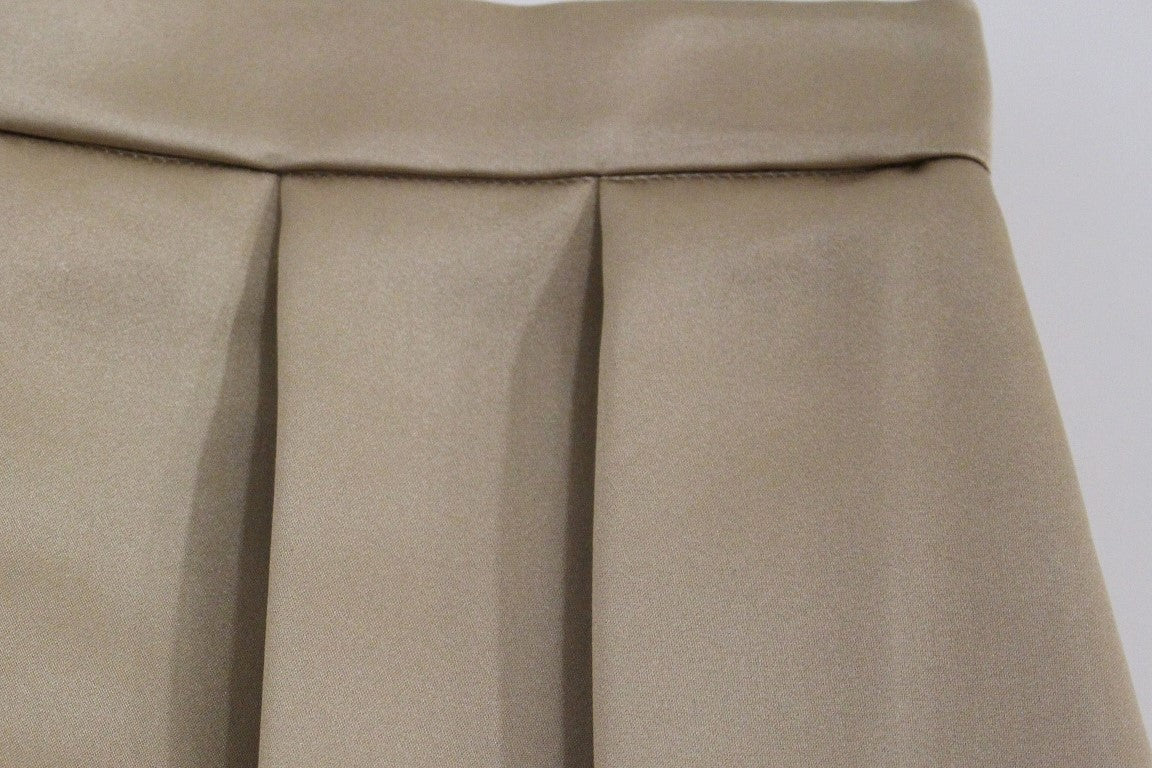 Andrea Incontri Brown Silk Solid Mini Pleated Skirt Andrea Incontri