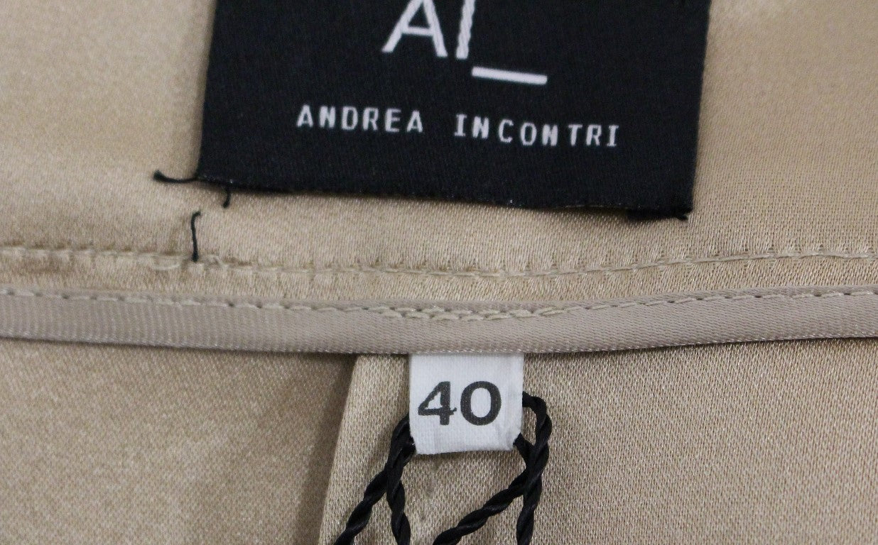 Andrea Incontri Brown Silk Solid Mini Pleated Skirt Andrea Incontri