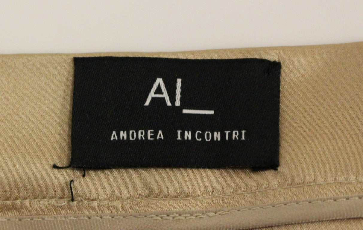 Andrea Incontri Brown Silk Solid Mini Pleated Skirt Andrea Incontri
