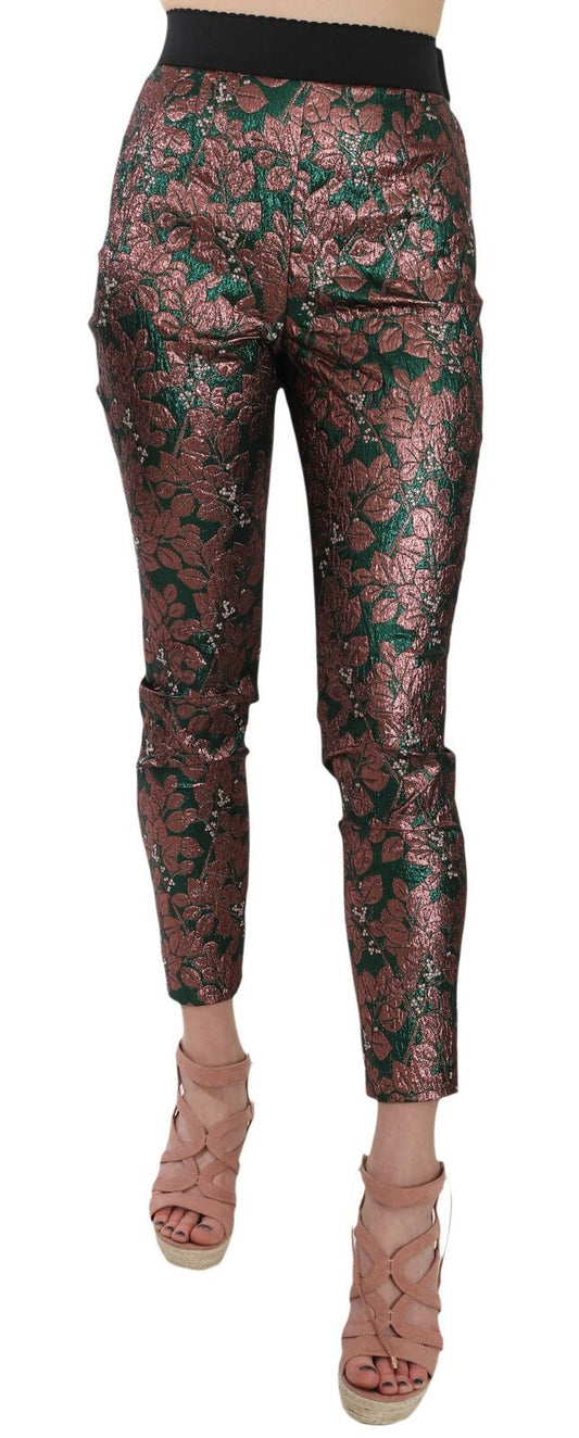 Dolce & Gabbana Multicolor Iridescent Brocade Jacquard Trousers Crop Pants Dolce & Gabbana