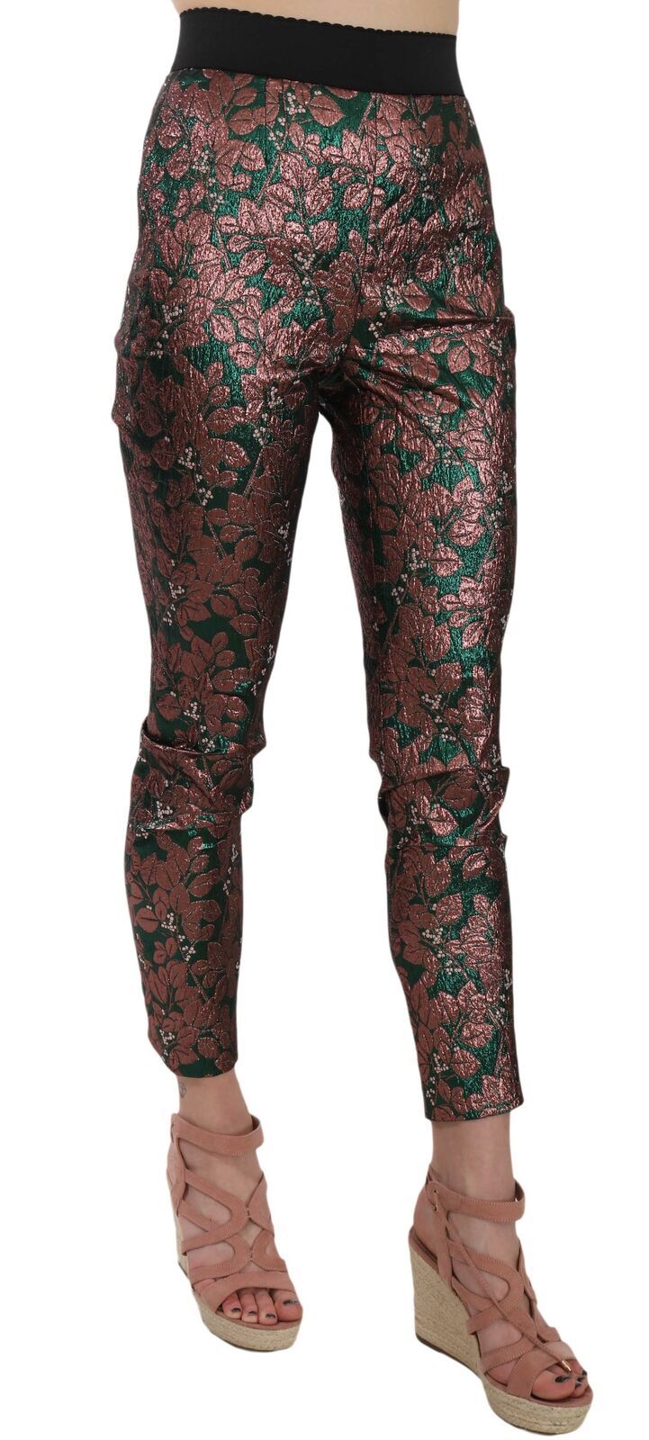 Dolce & Gabbana Multicolor Iridescent Brocade Jacquard Trousers Crop Pants Dolce & Gabbana