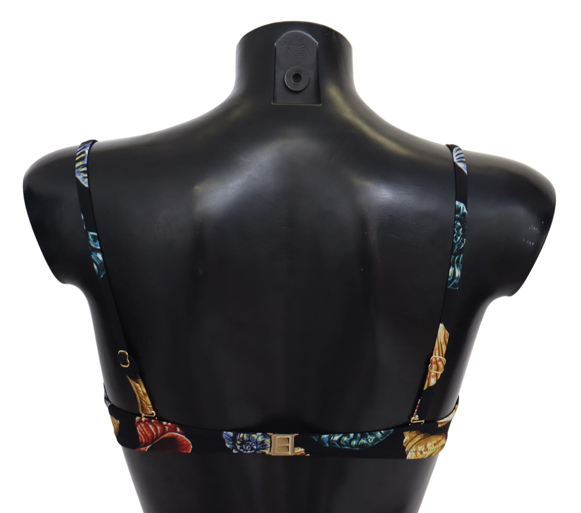Dolce & Gabbana Black Seashells Print Women Swimwear Bikini Tops Dolce & Gabbana
