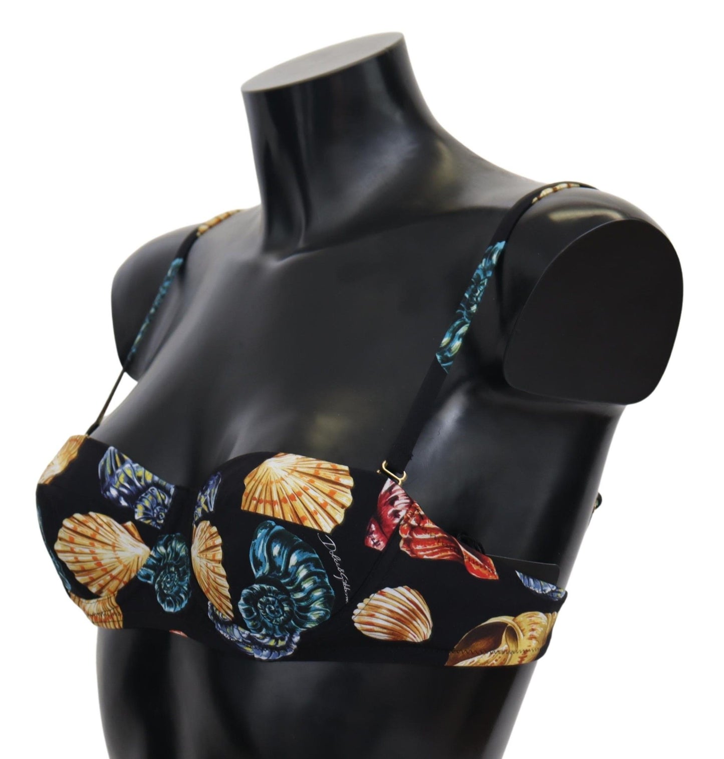 Dolce & Gabbana Black Seashells Print Women Swimwear Bikini Tops Dolce & Gabbana
