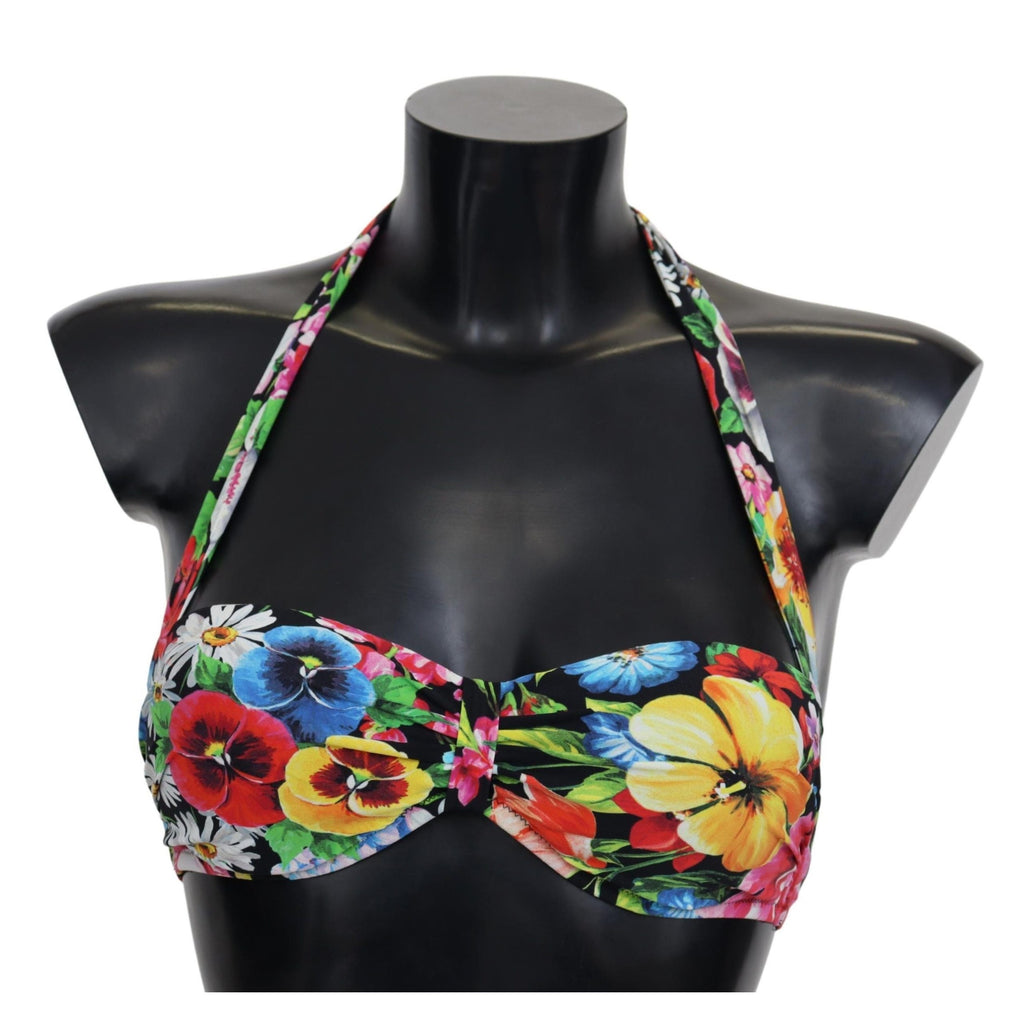 Dolce & Gabbana Multicolor Floral Print Swimwear Bikini Tops
