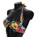 Dolce & Gabbana Multicolor Floral Print Swimwear Bikini Tops