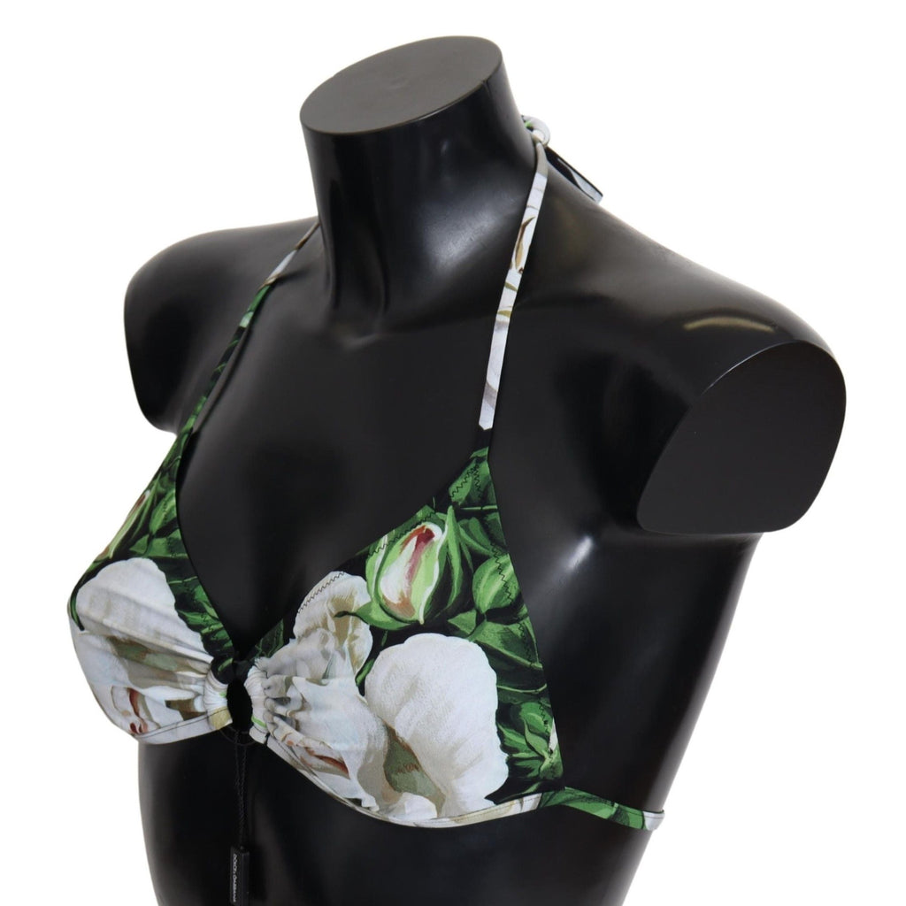 Dolce & Gabbana Multicolor Floral Print Halter Swimwear Bikini Top