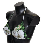 Dolce & Gabbana Multicolor Floral Print Halter Swimwear Bikini Top