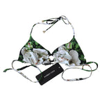Dolce & Gabbana Multicolor Floral Print Halter Swimwear Bikini Top