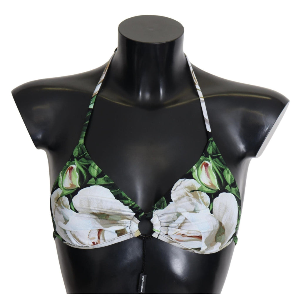 Dolce & Gabbana Multicolor Floral Print Halter Swimwear Bikini Top