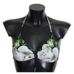 Dolce & Gabbana Multicolor Floral Print Halter Swimwear Bikini Top