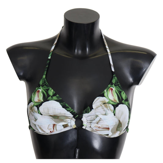 Dolce & Gabbana Multicolor Floral Print Halter Swimwear Bikini Top