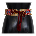 Dolce & Gabbana Embellished Floral Crystal Wide Waist Carretto Belt