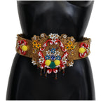 Dolce & Gabbana Embellished Floral Crystal Wide Waist Carretto Belt