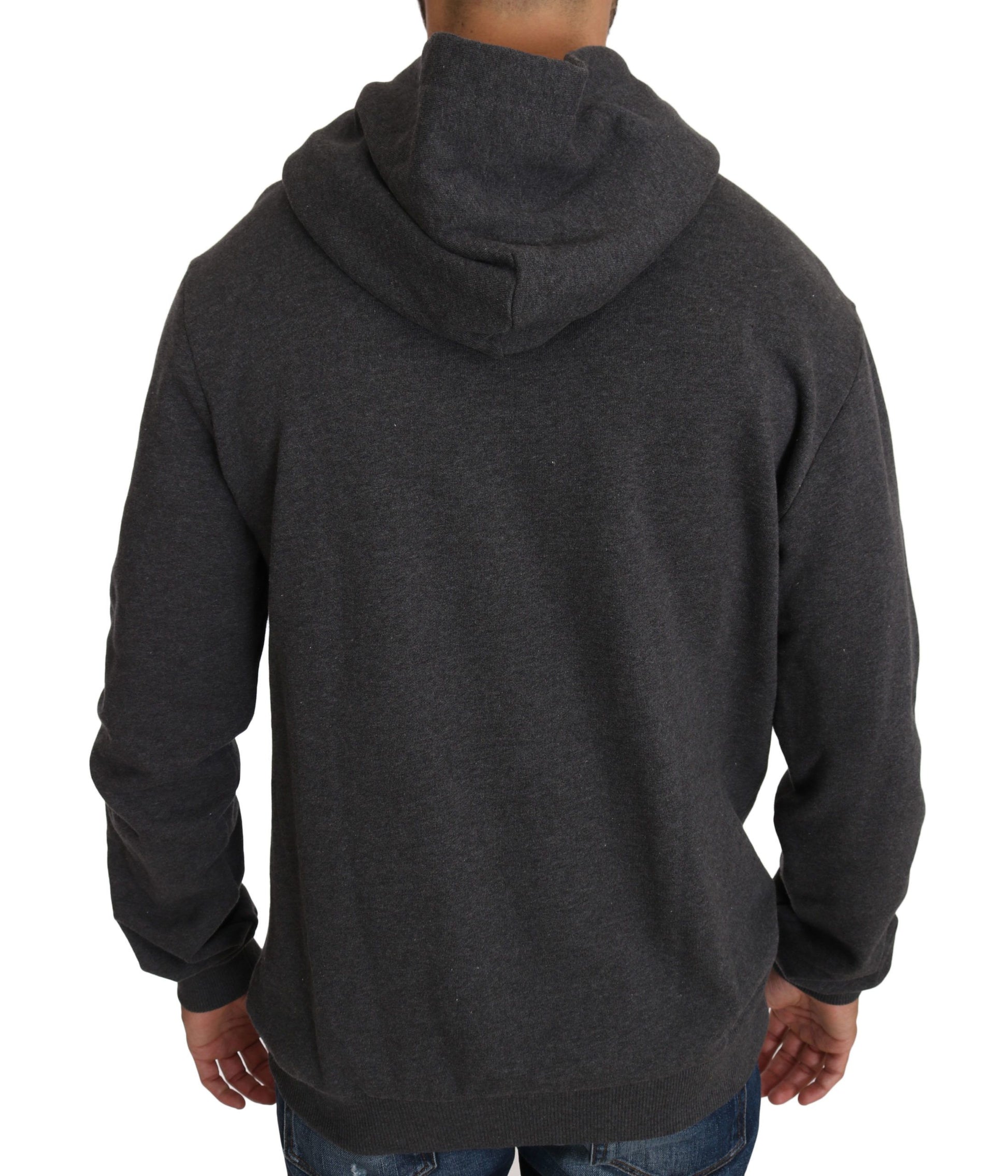 Dolce & Gabbana Gray Hooded Red Crystal Heart Gun Sweater Dolce & Gabbana