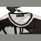 Dolce & Gabbana white jazz sequined guitar pullover sweater, stylish knit top with musical-inspired design and sparkling embellishments.