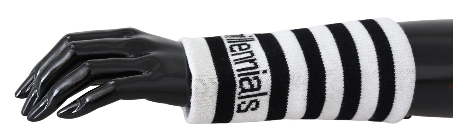 Dolce & Gabbana Black White Wool DGMillennials Wristband Wrap Dolce & Gabbana