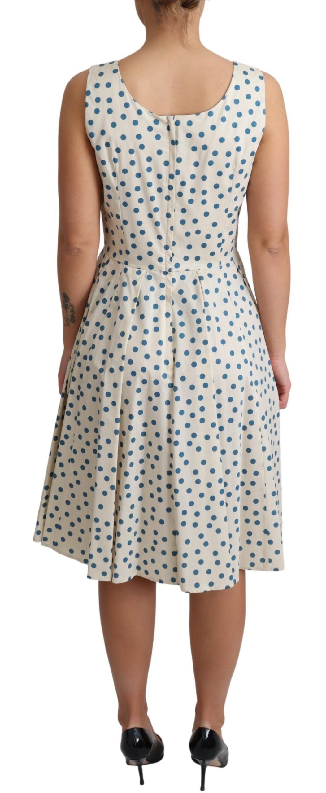 Dolce & Gabbana Beige Dotted Cotton A-Line Gown Dress Dolce & Gabbana