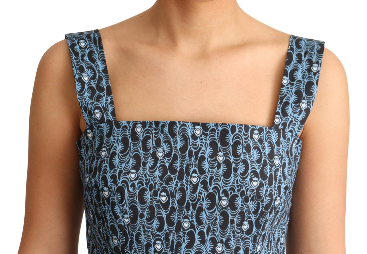 Dolce & Gabbana Blue Heart Cotton A-Line Stretch Dress Dolce & Gabbana