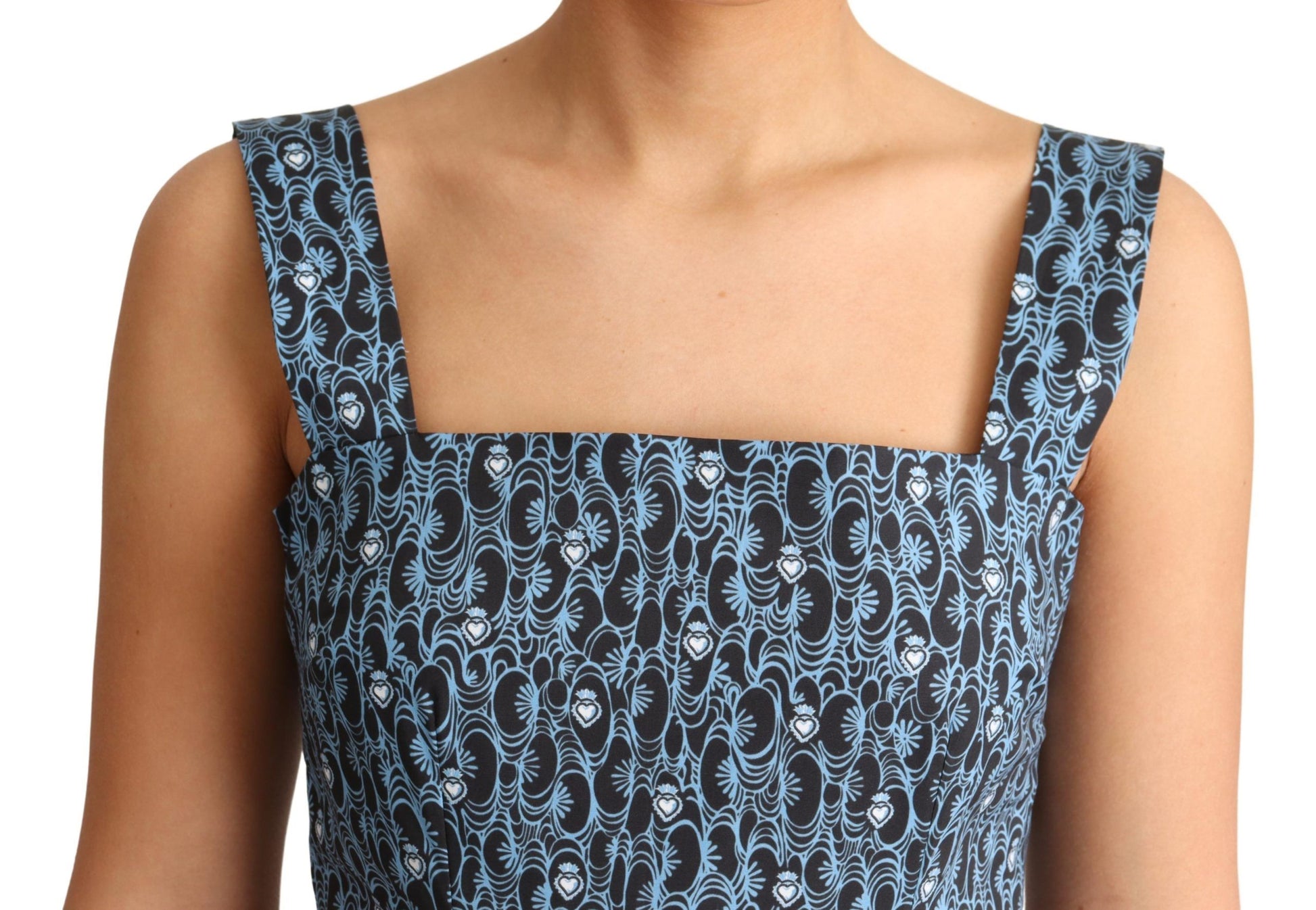 Dolce & Gabbana Blue Heart Cotton A-Line Stretch Dress Dolce & Gabbana
