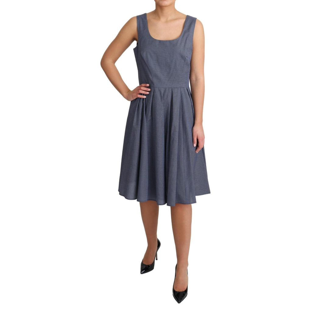Dolce & Gabbana Blue Polka Cotton A-Line Stretch Dress