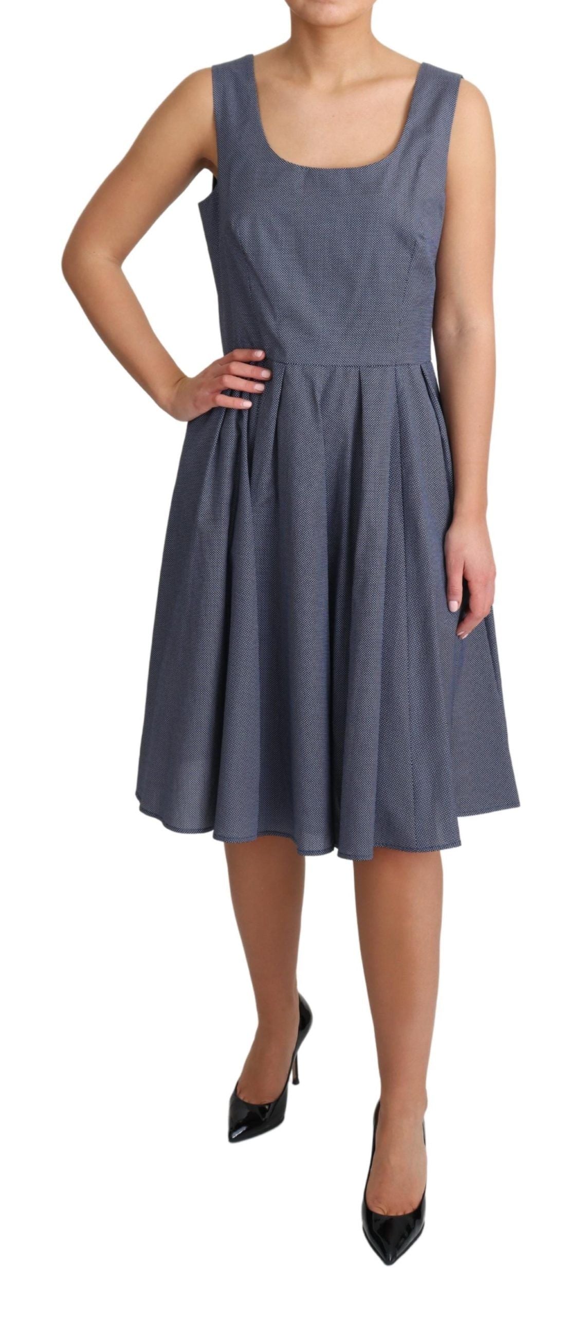 Dolce & Gabbana Blue Polka Cotton A-Line Stretch Dress Dolce & Gabbana