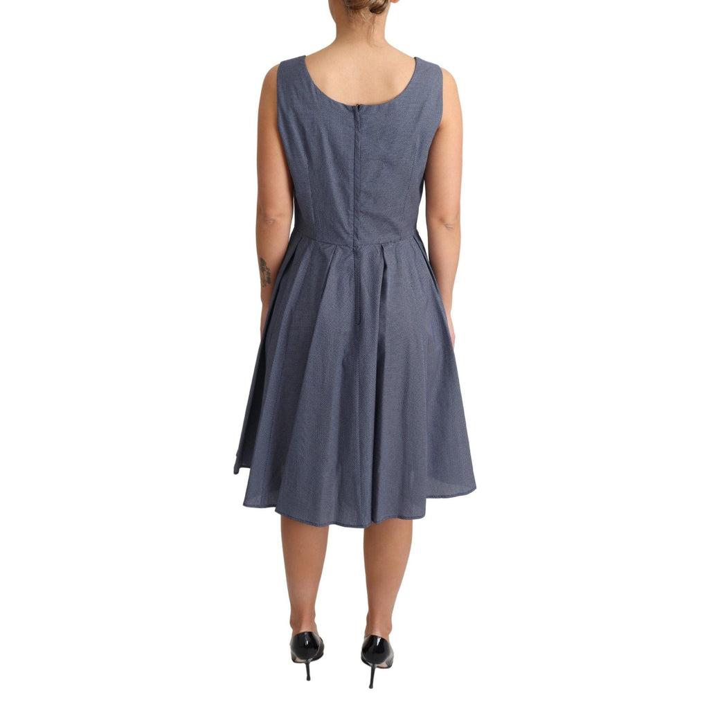 Dolce & Gabbana Blue Polka Cotton A-Line Stretch Dress