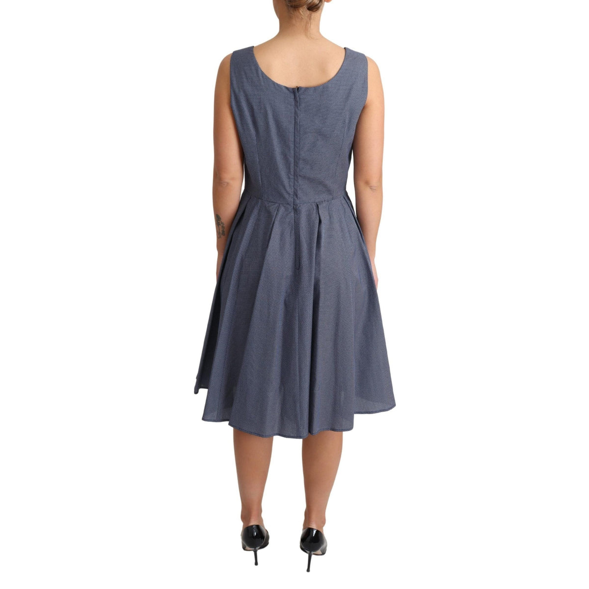 Dolce & Gabbana Blue Polka Cotton A-Line Stretch Dress