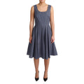 Dolce & Gabbana Blue Polka Cotton A-Line Stretch Dress