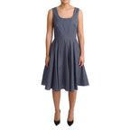 Dolce & Gabbana Blue Polka Cotton A-Line Stretch Dress