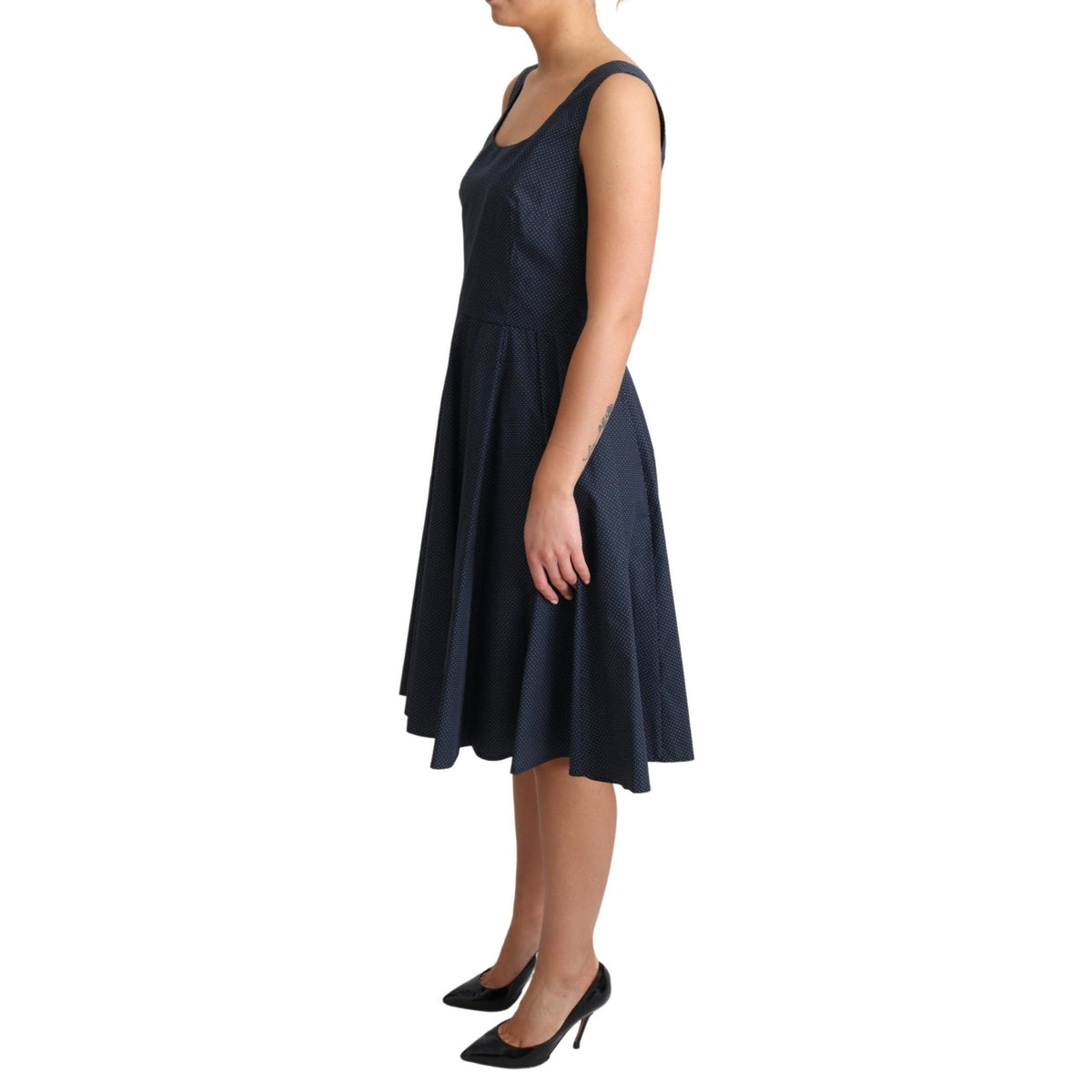 Dolce & Gabbana Blue Polka Dotted Cotton A-Line Dress