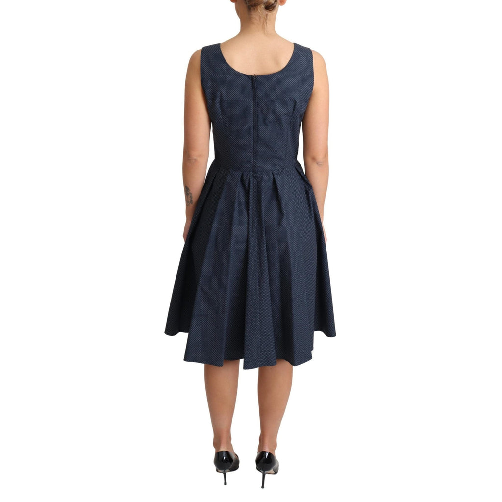 Dolce & Gabbana Blue Polka Dotted Cotton A-Line Dress