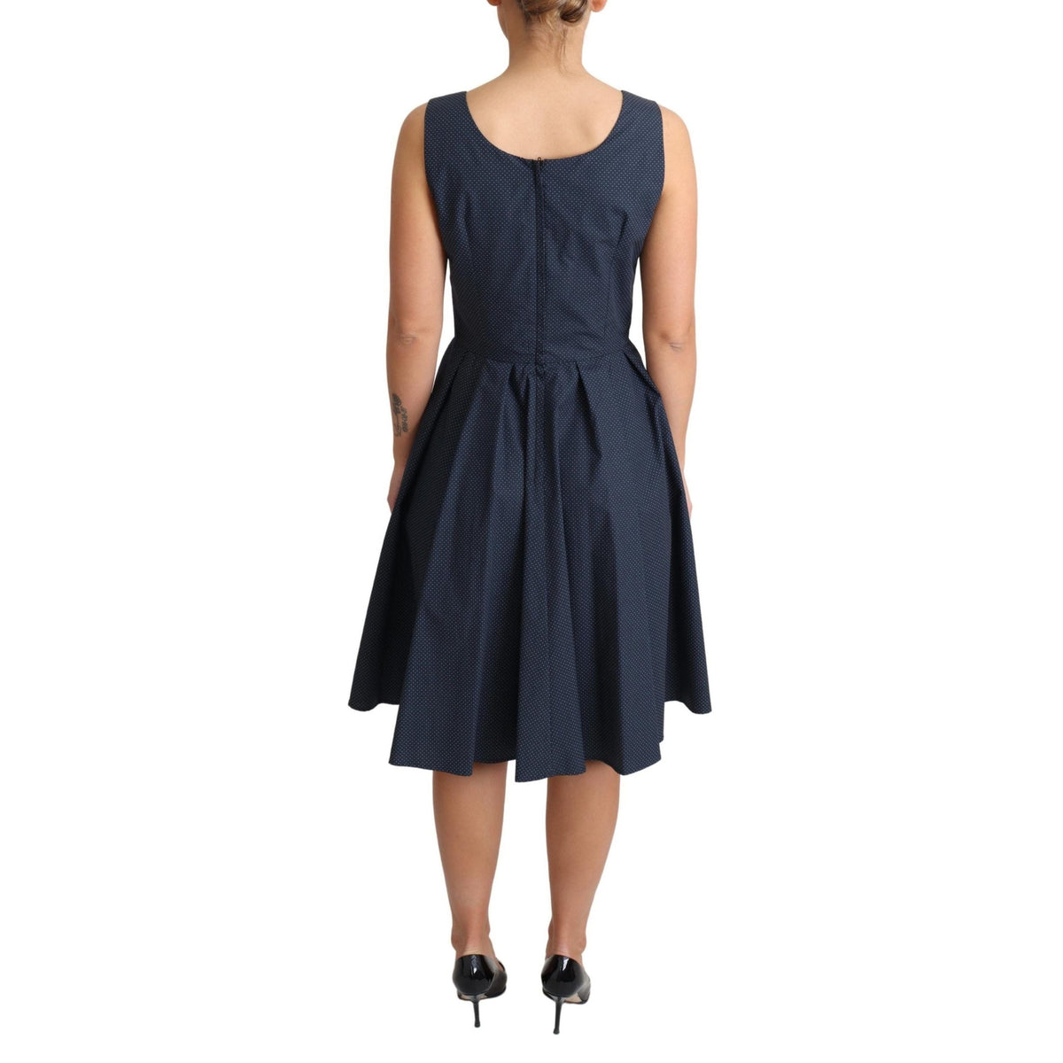 Dolce & Gabbana Blue Polka Dotted Cotton A-Line Dress