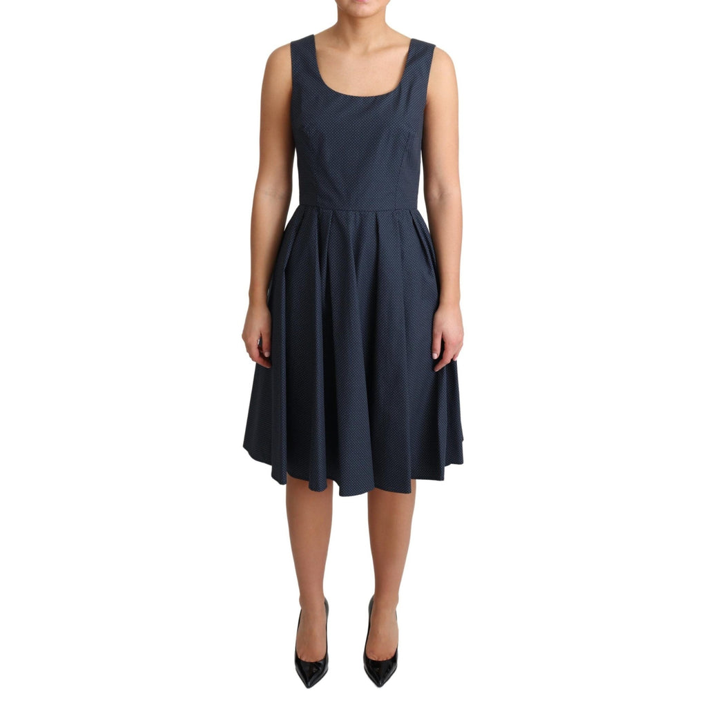 Dolce & Gabbana Blue Polka Dotted Cotton A-Line Dress