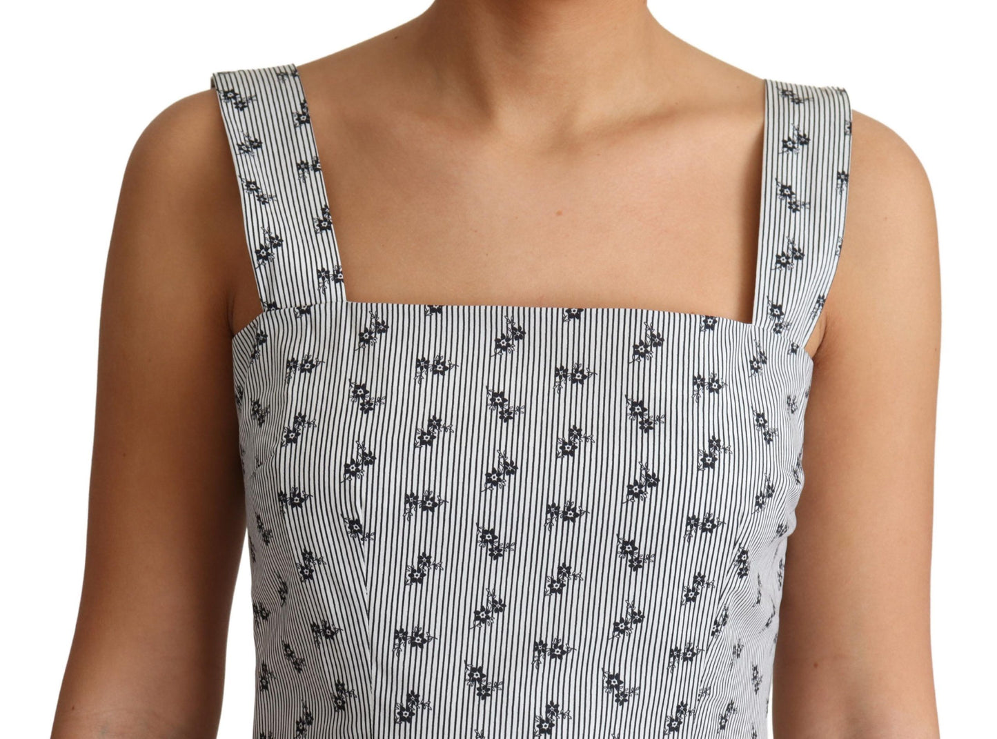 Dolce & Gabbana Blue White Floral Cotton A-Line Dress Dolce & Gabbana