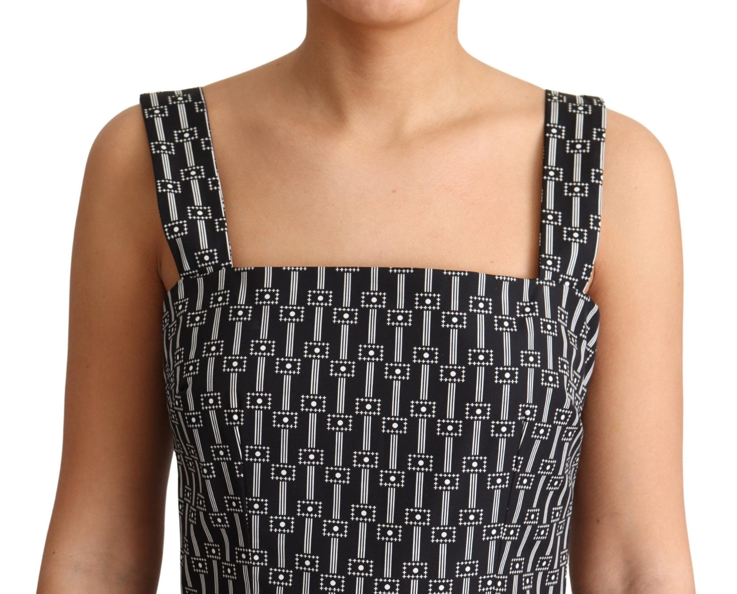 Dolce & Gabbana Black White Pattern Cotton A-Line Dress Dolce & Gabbana