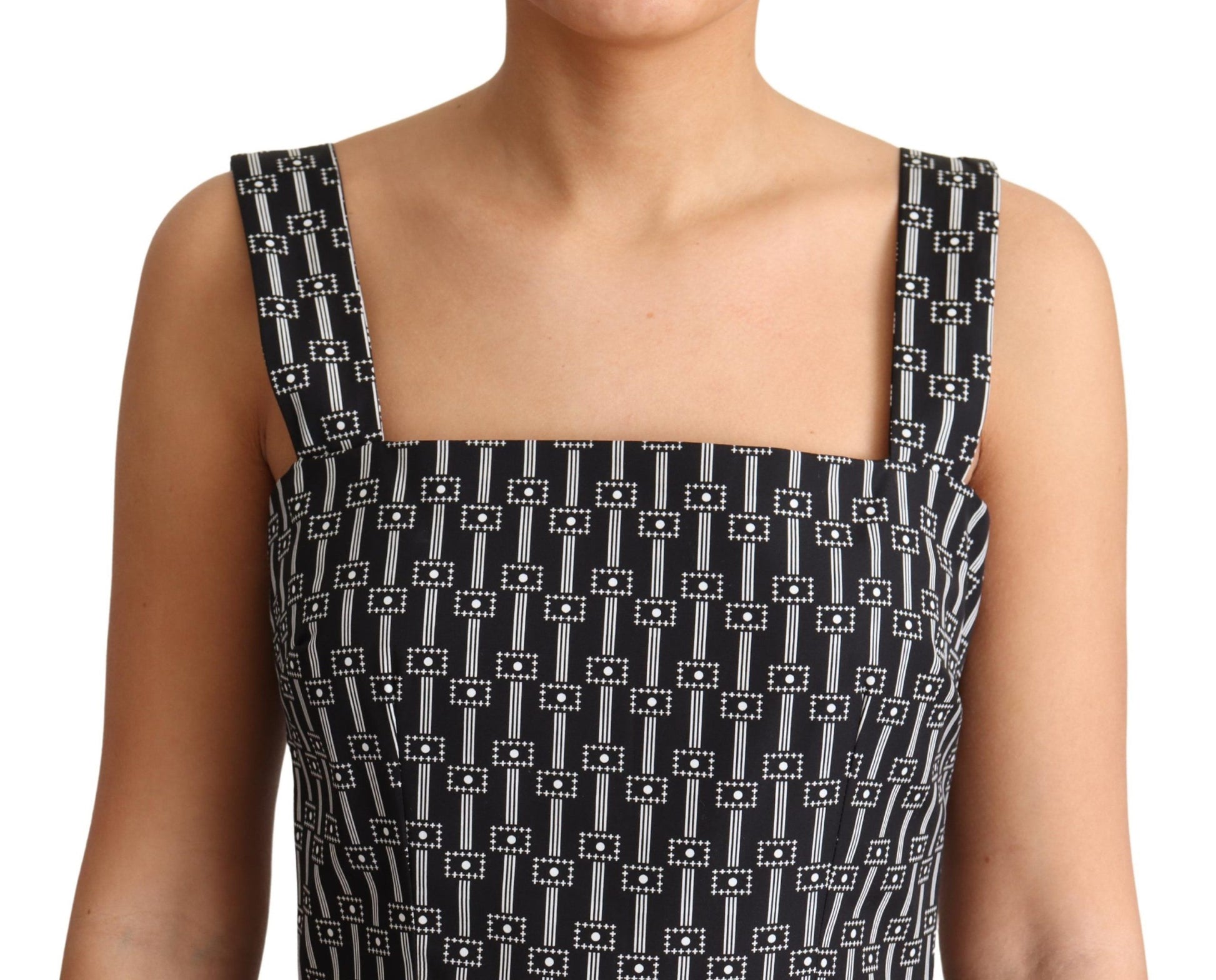 Dolce & Gabbana Black White Pattern Cotton A-Line Dress Dolce & Gabbana