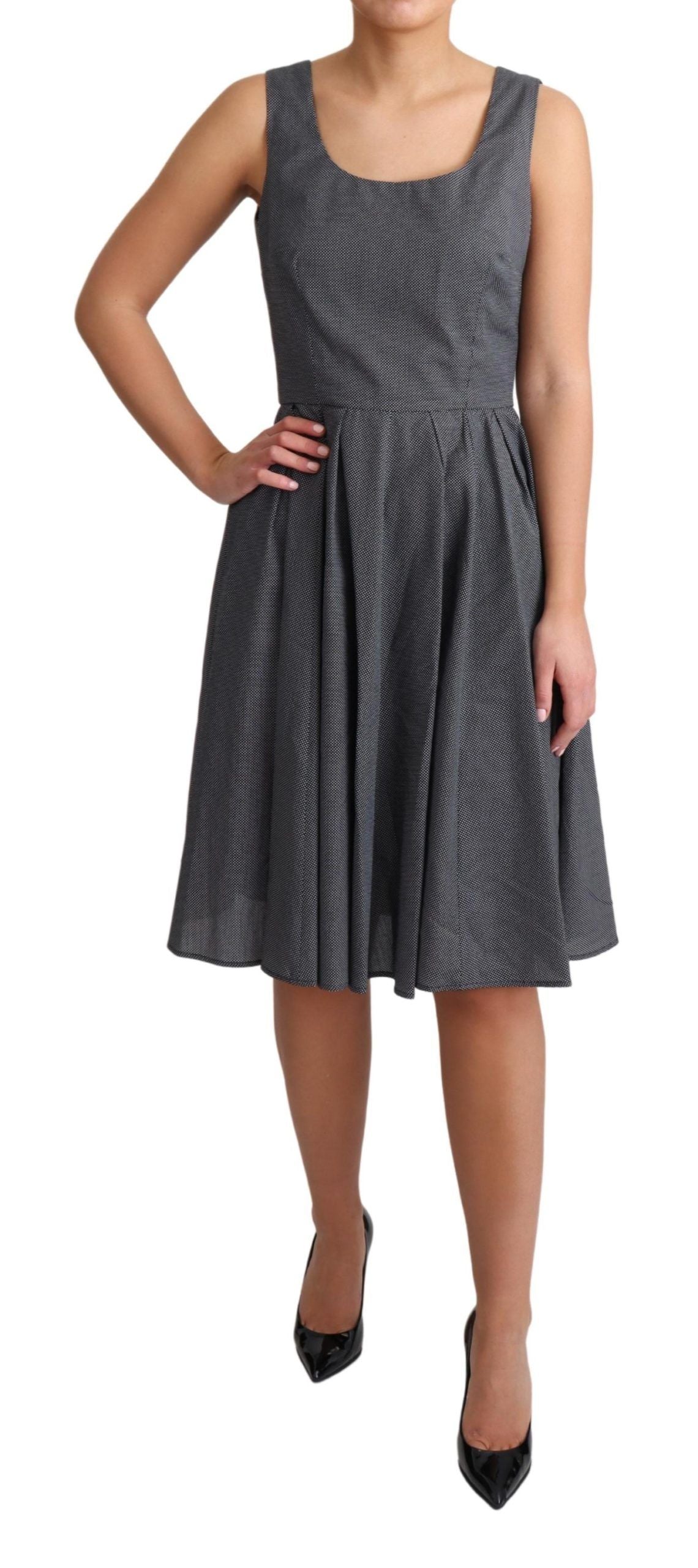 Dolce & Gabbana Black Polka Dotted Cotton A-Line Dress Dolce & Gabbana