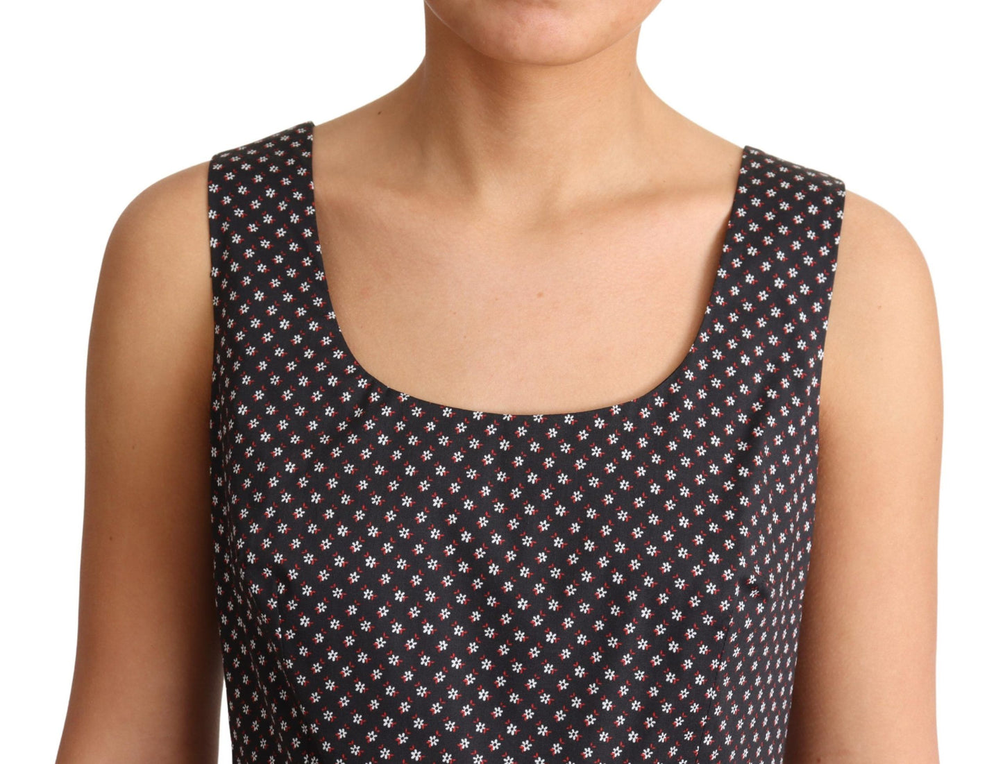 Dolce & Gabbana Black Floral Cotton A-Line Stretch Dress Dolce & Gabbana