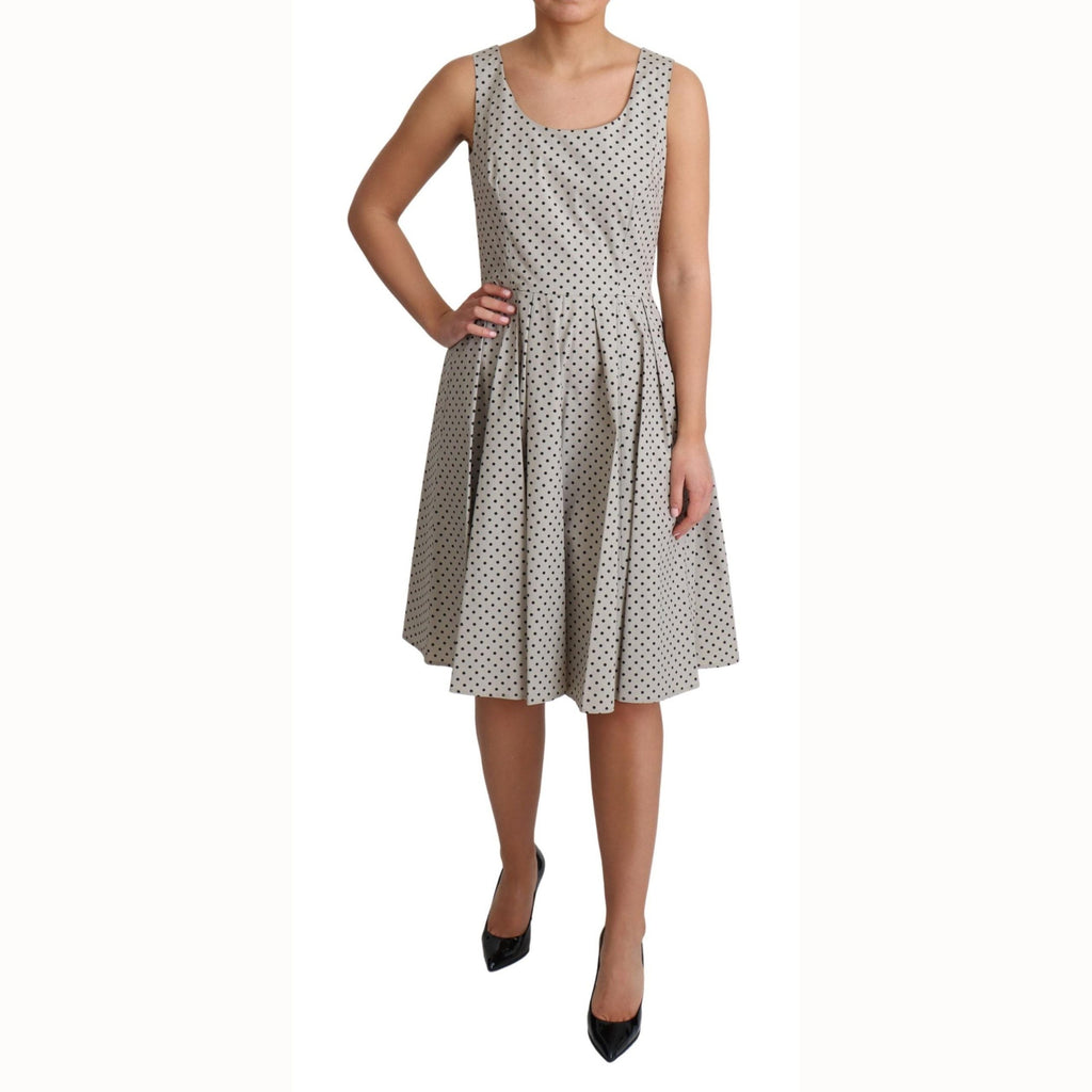 Dolce & Gabbana Beige Polka Dotted Cotton A-Line Dress