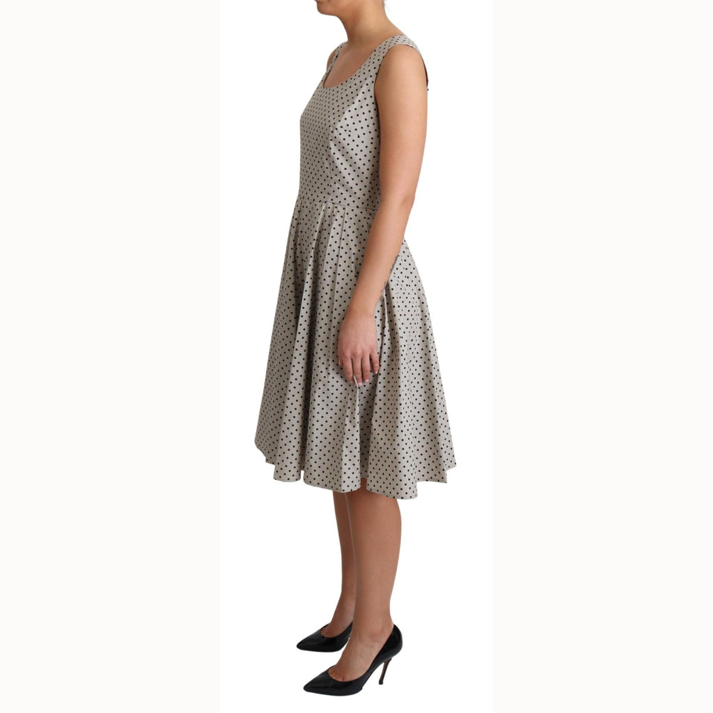Dolce & Gabbana Beige Polka Dotted Cotton A-Line Dress